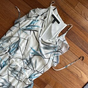 White House Black Market High Low Maxi Midi Tropical Palm Dress